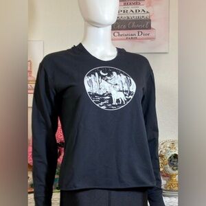 Urban Outfitters Pullover Hooded Cotton Graphic Wolf print black & white size M